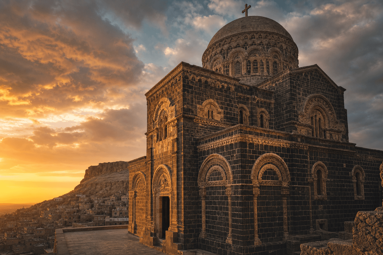 Medyum Bedirhan için Mardin kilisesi temalı hero görseli